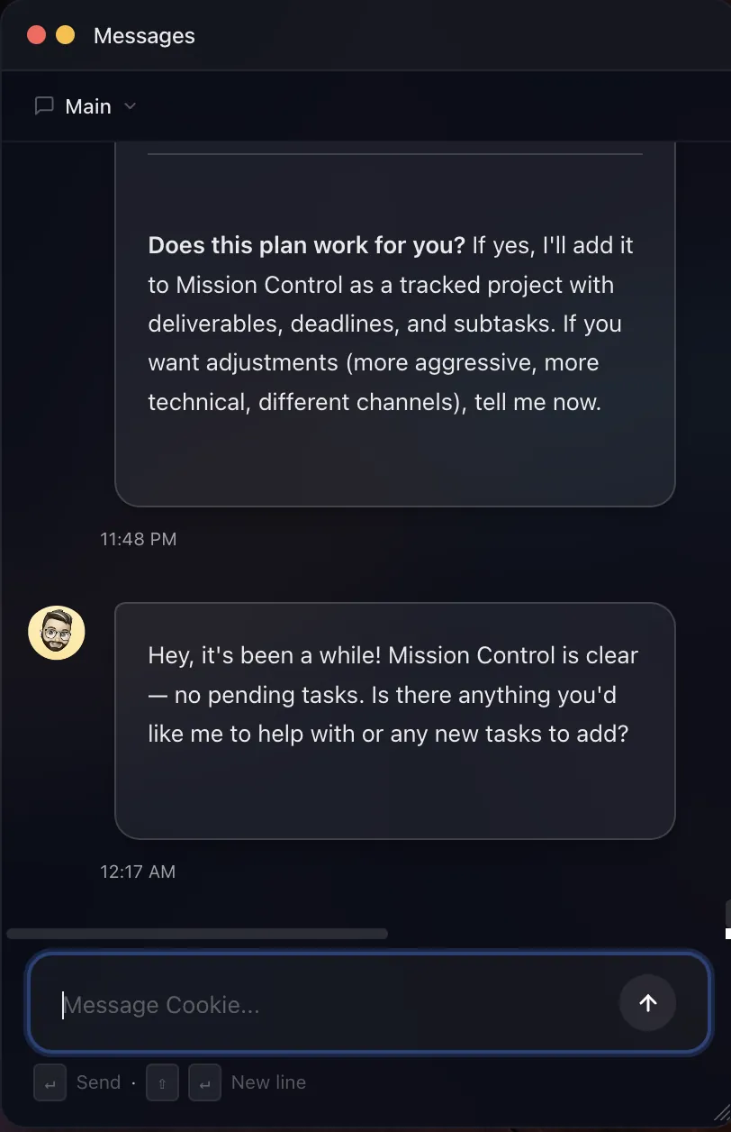 Cookie OS built-in messenger